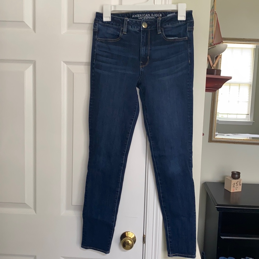 American eagle dark blue super stretch skinny jean
